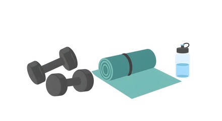 Dumbbells Yoga Mat and Water Bottle Set for Fitness Exercise and Workout