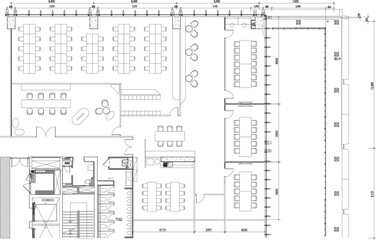 2D Interior Furniture Layout Plan of Office and Meeting Room Vector