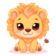 Fototapeta premium Cute cartoon lion pastel colors big eyes