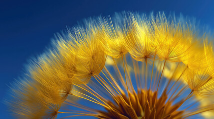 macro closeup of a dandelion in sunlight