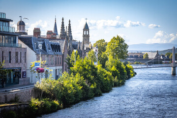 Inverness, River Ness, buildings on banks of the river, scotland, uk, europe