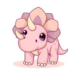 Fototapeta premium Cute cartoon Triceratops big eyes pastel colors