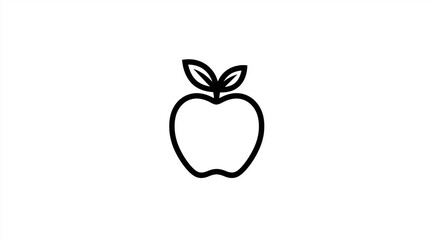 Apple Line Icon, for Food, Fruit & Education Design