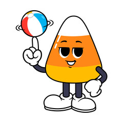 Vector Candy Corn Character Beach Ball