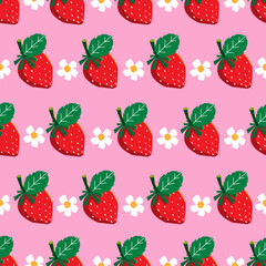 hand drawn seamless patttern with strawberry 