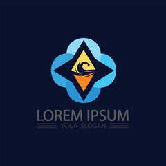 Aqua drop and wave symbol vector logo with modern styling for creative branding