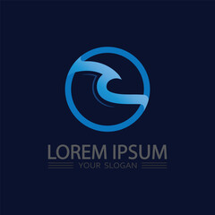 Elegant blue water drop and wave symbol logo design for modern company branding
