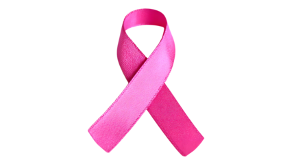 Pink awareness ribbon, symbol of breast cancer support and hope on transparent background