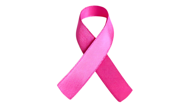 Pink awareness ribbon, symbol of breast cancer support and hope on transparent background