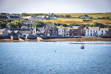 village of st. margaret's hope, orkneys, orkney islands, scotland, uk