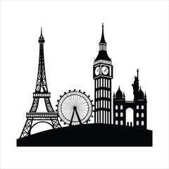 Obraz premium eiffel tower silhouette vector