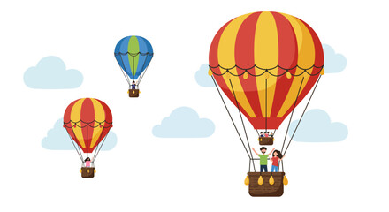 Obraz premium Colorful Hot Air Balloons with Passengers in Flight.