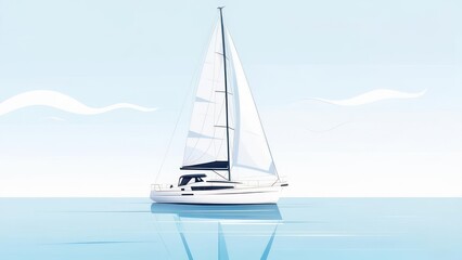 Calm sailboat on placid sea