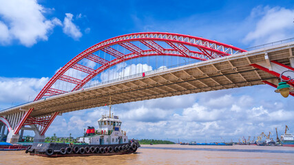Hoang Van Thu bridge in Hai Phong, Vietnam in morning