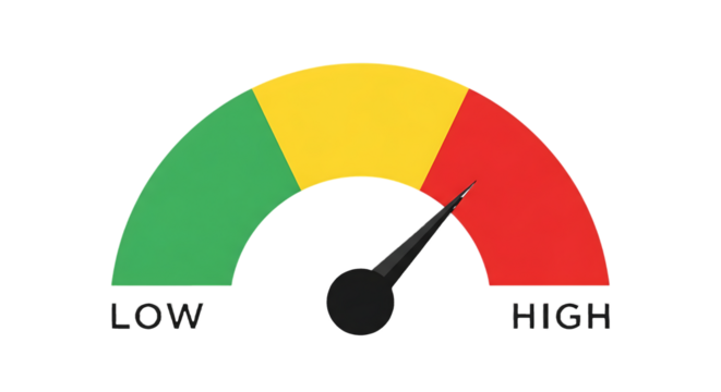 Speedometer Gauge With Indicator isolated on a transparent background