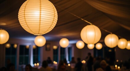 Warm glow of celebratory lighting, creating a festive atmosphere during an event
