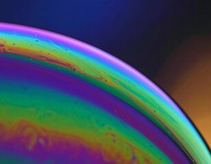 Fototapeta premium Close-up of a soap bubble's iridescent surface, showcasing vibrant colors and subtle texture