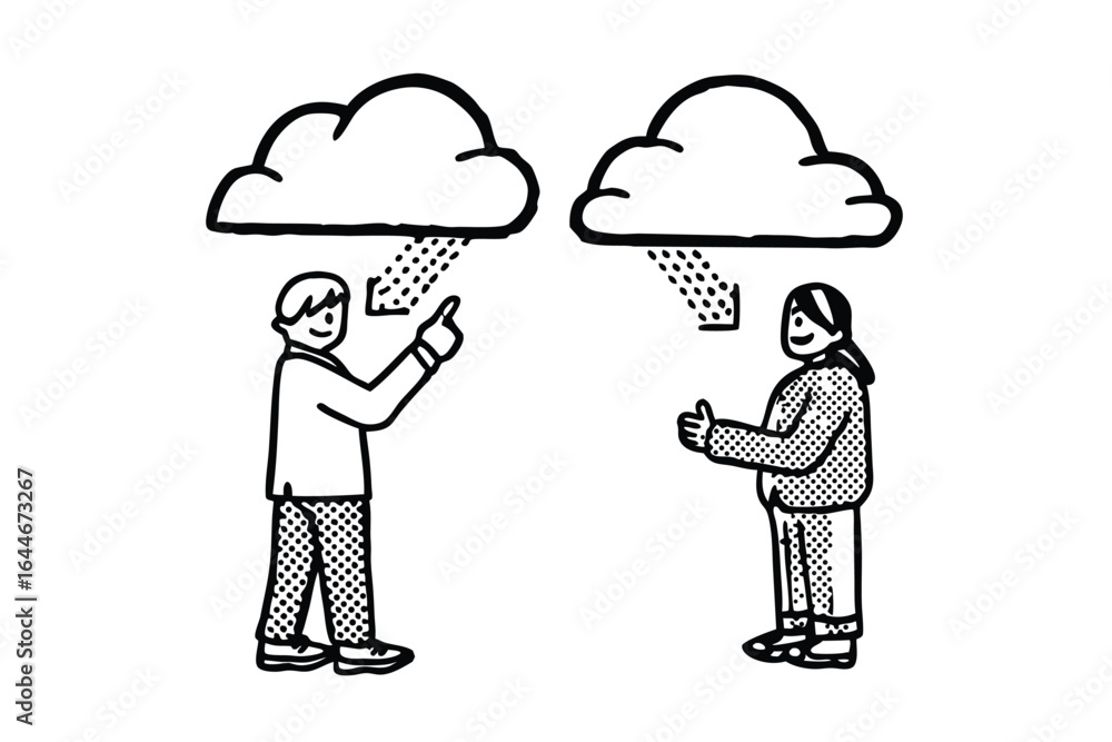 Aufkleber secure cloud data transfer between two people using laptops