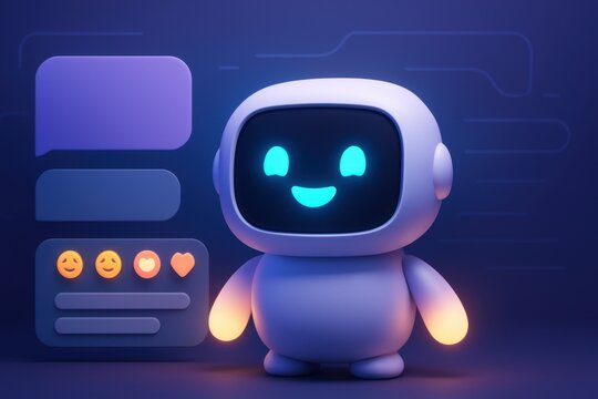 Cute AI Chatbot with Chat Bubbles, Reaction Emojis, and Conversational Interface
 - Powered by Adobe