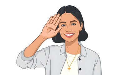 Clean Vector Art of a Person with Friendly Salute Gesture