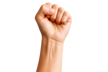 A close-up of a clenched fist, symbolizing strength and determination.