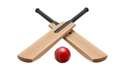 Cricket Bats and Ball isolated on a transparent background