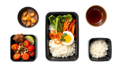 Healthy Japanese lunch on white and transparant  background