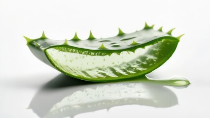 Aloe vera leaf slice on white background