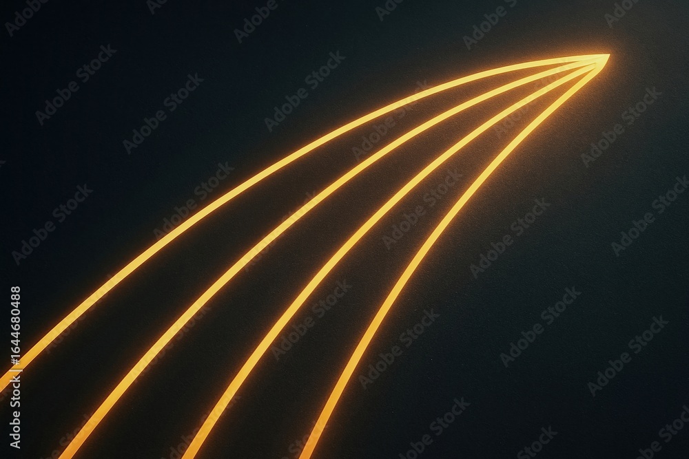 Aufkleber glowing orange lines on dark background create sense of target focus and alignment for business grow