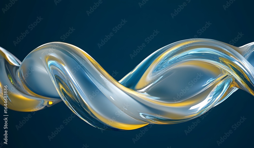 Poster 3d render, abstract background with colorful glossy wavy tubes of light and color forming an elegant