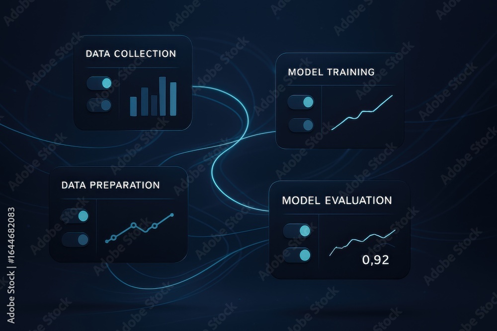 Aufkleber machine learning workflow for data collection, preparation, training, and evaluation