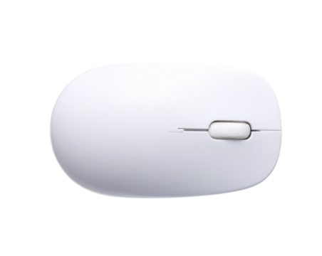 Modern White Wireless Computer Mouse – Top View PNG