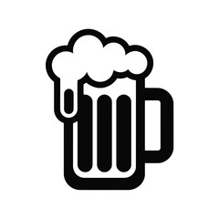 Simple Vector illustration of black and white icon of a beer mug with frothy head glass drink