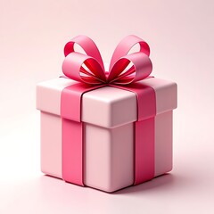 Obraz premium Beautifully Wrapped Pink Gift Box with Satin Ribbon and Bow for Special Occasions