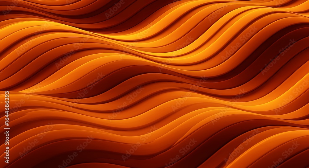 Poster abstract flowing waves of warm orange and red hues creating a dynamic and textured background