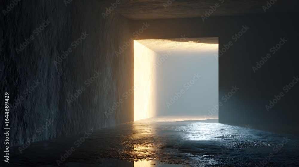 Poster abstract architectural space with light and shadow, a modern and creative background with a sense of