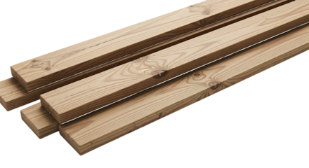 Stacked Wooden Planks isolated on a transparent background
