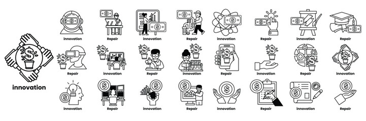 series of images with the word innovation written below them