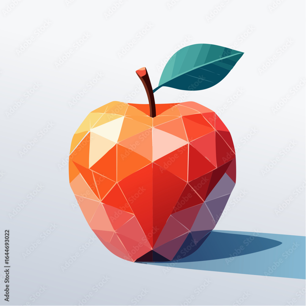 Poster a modern apple design using bold geometric shapes in a clean abstract vector style.