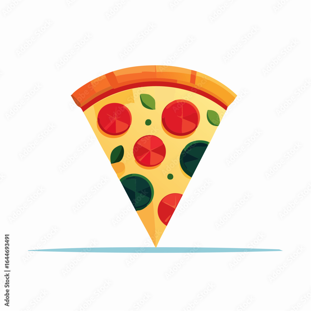 Aufkleber a tasty pizza slice illustrated with sharp angular polygons in a bold flat-color style.