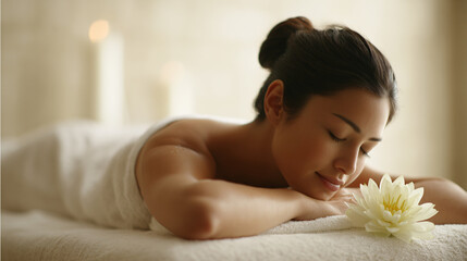 Luxury Spa Relaxation Indulgence: Beauty Massage Wellness Rejuvenation Harmony Aromatherapy Treatment Sensory Experience Tranquility Peaceful Feminine Nature Lotus Candle Pampering Skin Therapy