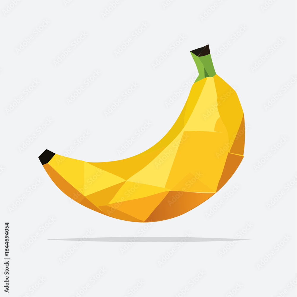 Aufkleber a playful banana crafted with clean angular lines and bold flat colors in geometric style.