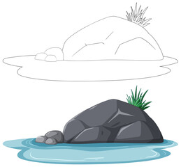 Serene Rock by the Water