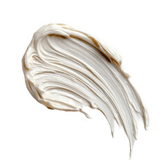 A smooth swipe of creamy white skincare or cosmetic product, showcasing its luxurious texture and consistency [Transparent Background PNG].