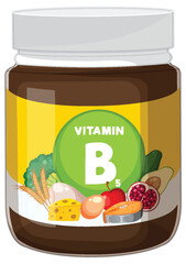 Vitamin B5 Supplement Jar with Healthy Food Sources