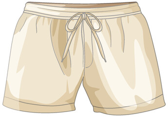 Beige Drawstring Shorts Vector Illustration