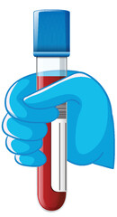 Gloved Hand Holding Blood Sample Test Tube