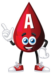 Cartoon Blood Drop Character With Letter A and Sneakers