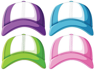 Colorful Baseball Caps Vector Illustration