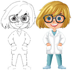 Young Scientist in Lab Coat Illustration
